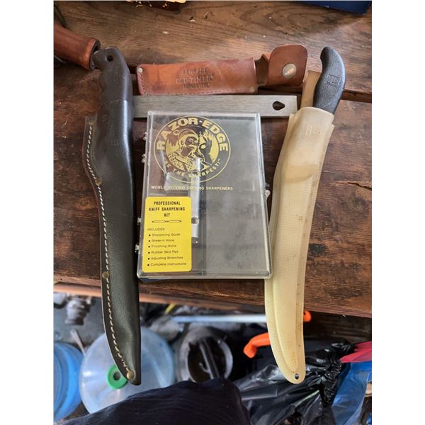 Vintage Buck 123 x and G96 Filleting Knives with Sharpening Stones