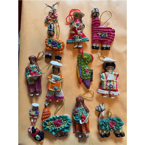 12 Hand-Painted Peruvian Clay Ornaments
