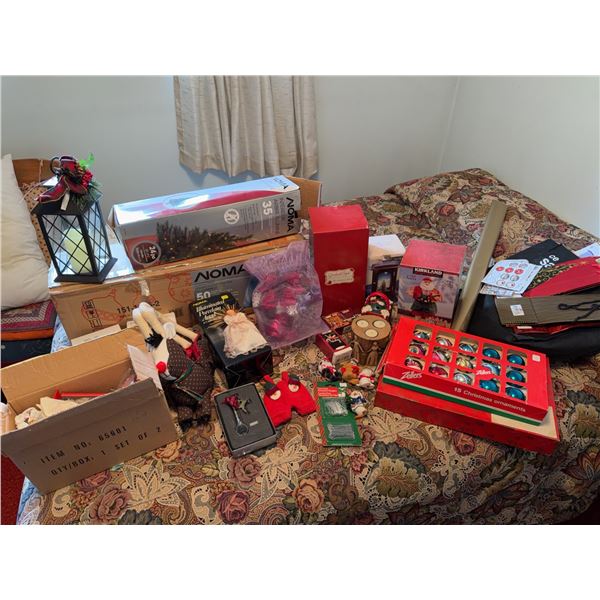 Christmas Decor Lot with Tree, Ornaments, and Accessories