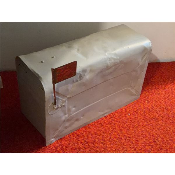 Metal Mailbox with Red Flag
