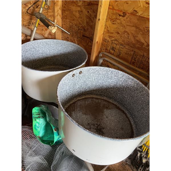 Enamel Wash Tubs on Metal Stands