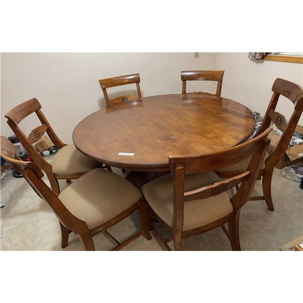 Wooden Round Dining Table with 6 Chairs