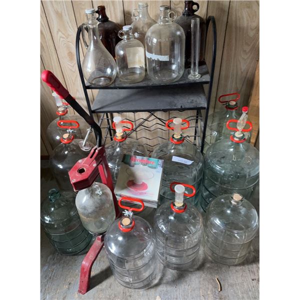 Glass Carboys, Wine Bottling Equipment Lot