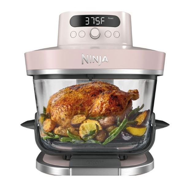 NINJA CRISPI PRO 6-IN-1 6QT COUNTERTOP GLASS AIR FRYER, ROSE QUARTZ - TESTED WORKING, RETAIL $399