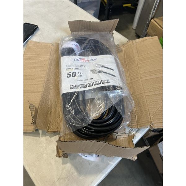 50 FOOT HEAVY DUTY LIGHTED BLACK EXTENSION CORD. 12AWG/3C