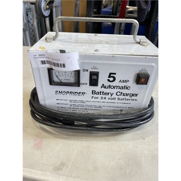 SHOP RIDER MOBILITY SCOOTER CHARGER. 5 AMP. FOR 24V BATTERIES. WORKING