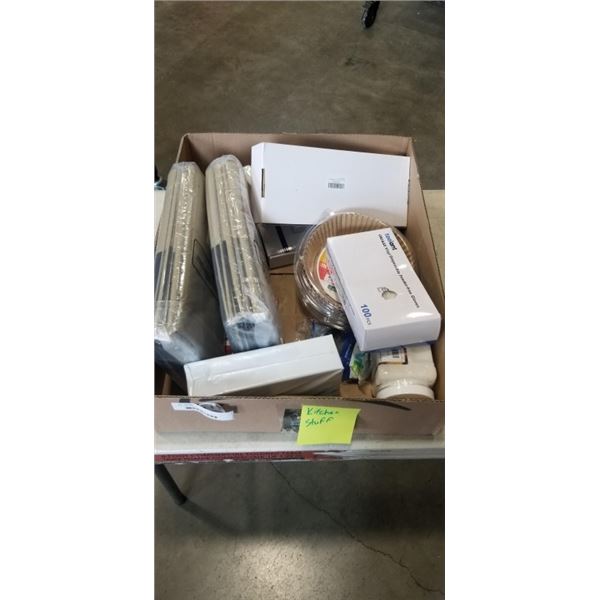 TRAY OF KITCHEN ITEMS INCLUDING TOOLANT VINYL DISPOSABLE POWDER FREE GLOVES, OUROKHOME STAINLESS STE