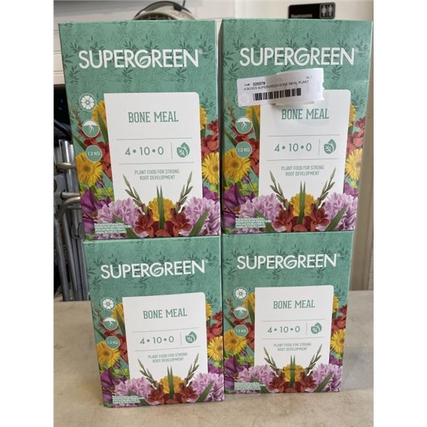 4 BOXES SUPERGREEN BONE MEAL PLANT FOOD. 4 -10-0