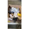 Image 1 : BOX OF HARDWARE ITEMS INCLUDING 4 WEICHUAN WOODEN FURNITURE LEGS & MOUNTING HARDWARE, WRAP-IT STORAG