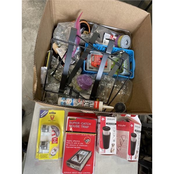 BOX OF TOOLS AND SHOP SUPPLIES