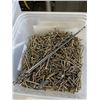 Image 4 : PLASTIC TOTE OF WOOD SCREWS AND PLASTIC TRAY OF ELECTRICAL PARTS