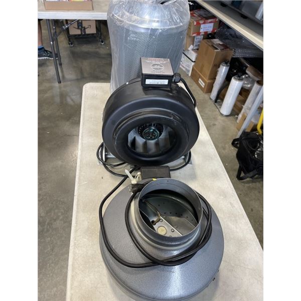 ENERGY POWER PRODUCTS 10" INLINE FAN AND VORTEX POWERFANS MODEL VTX600 AND 20" X 8" AIR CARBON FILTE