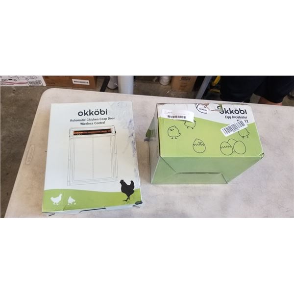 OKKOBI OBI-12 EGG INCUBATOR AND OKKOBI AUTOMATIC CHICKEN COOP DOOR WIRELESS CONTROL
