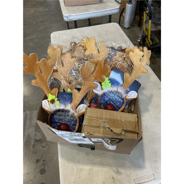 TRAY OF FLASHING NOSE & REINDEER ANTLERS, AND BOX OF IDIY CRAYONS (12 COLORS, 24 KITS)