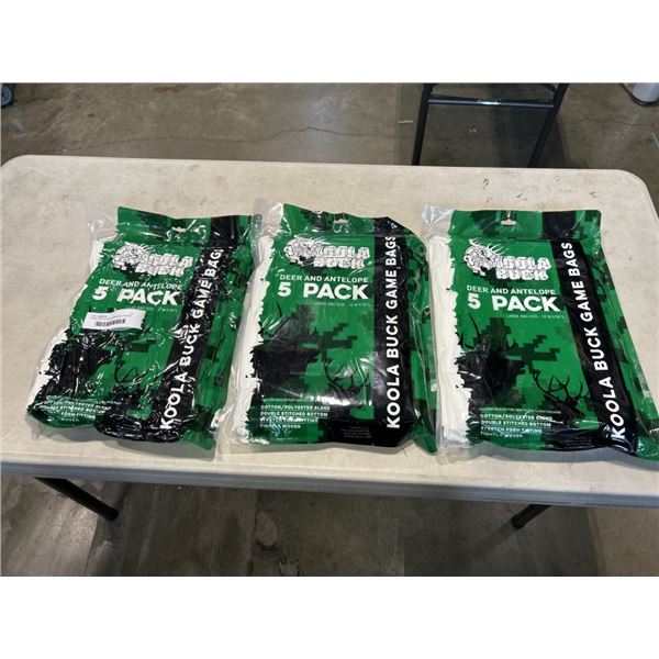 3 NEW KOOLA BUCK GAME BAGS 5 PACKS. LARGE BAG SIZE