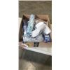 Image 1 : TRAY OF BATHROOM ITEMS INCLUDING 15" PORTABLE GRAB BAR, YOLIFE BATH MAT, YINENN EXTRA LONG BATHTUB M