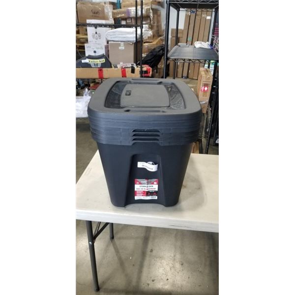 5 68 LITRE PLASTIC TOTES WITH 4 LIDS