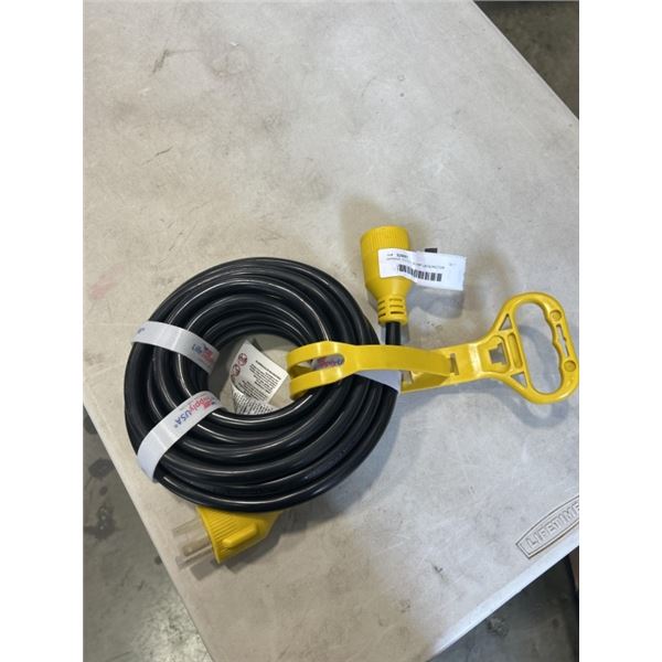 APPROX 15 FOOT 30 AMP GENERATOR EXTENSION CORD. 3X10AWG
