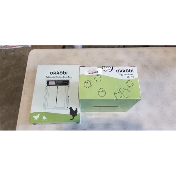 OKKOBI OBI-12 EGG INCUBATOR AND OKKOBI AUTOMATIC CHICKEN COOP DOOR