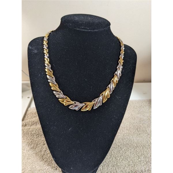 TWO TONE GOLD AND SILVER PLATED CHOKER NECKLACE