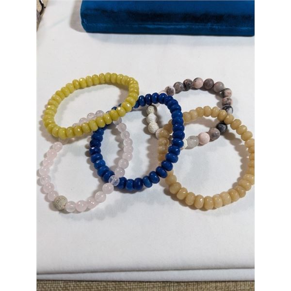 5 MISC STONES BEADS STRETCH BRACELETS
