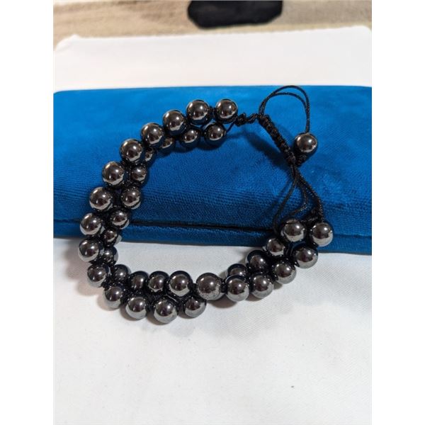 DOUBLE STRAND BLACK ALASKAN DIAMOND BEADS BRACELET