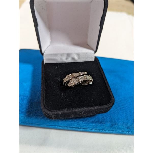 SILVER W/ CZ STONES SNAKE DESIGN RING