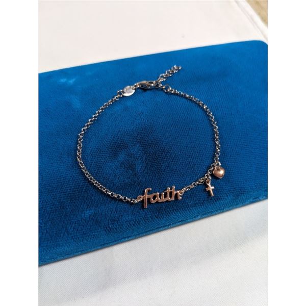 DYADEMA ITALY 925 STERLING SILVER AND ROSE GOLD FILLED FAITH BRACELET