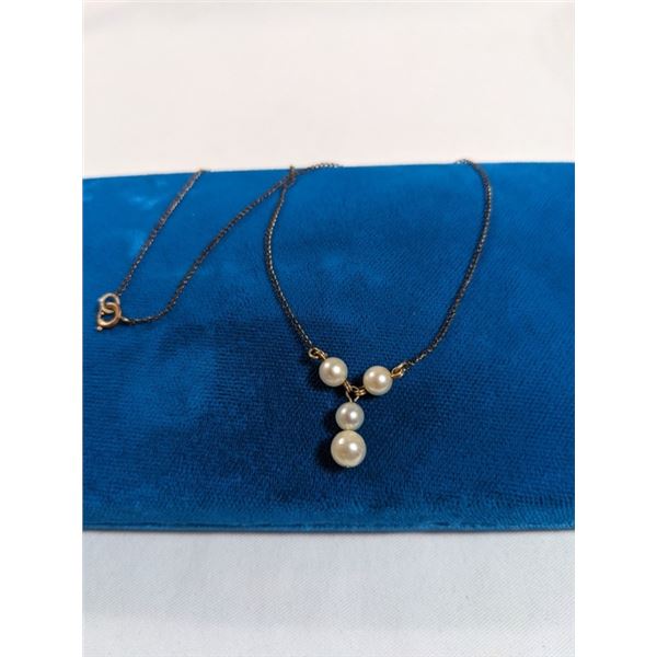 VINTAGE GOLD FILLED RAINBOW CHAIN W/ PEARLS NECKLACE