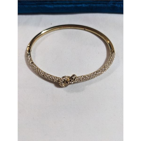 VINTAGE MICHAEL KORS HINGED BANGLE BRACELET SET W/ WHITE AND BLACK TINY STONES