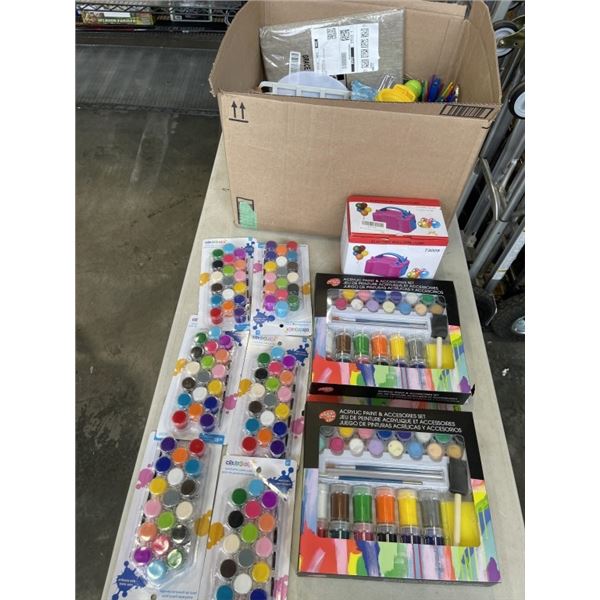 ASSORTED PAINT AND CRAFT SUPPLY AND KIDS TOYS, MOSTLY NEW