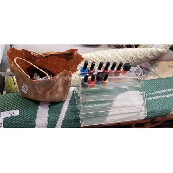 BAG OF NAIL POLISH WITH ACRYLIC SHELF