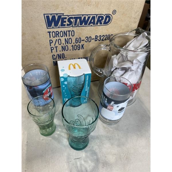 COLLECTIBLE COCA-COLA PITCHER AND GLASSES