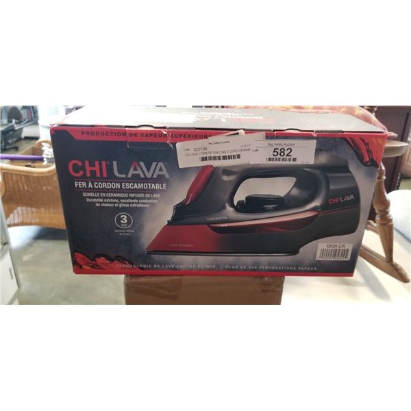 CHI LAVA 1700W RETRACTABLE CORD CERAMIC SOLEPLATE IRON - TESTED WORKING, RETAIL $99