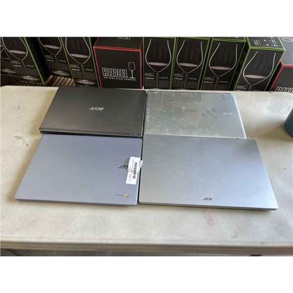 4 ACER LAPTOPS, CONDITION UNKNOWN. 1 IS CB314 SERIES MODEL NO N19Q2