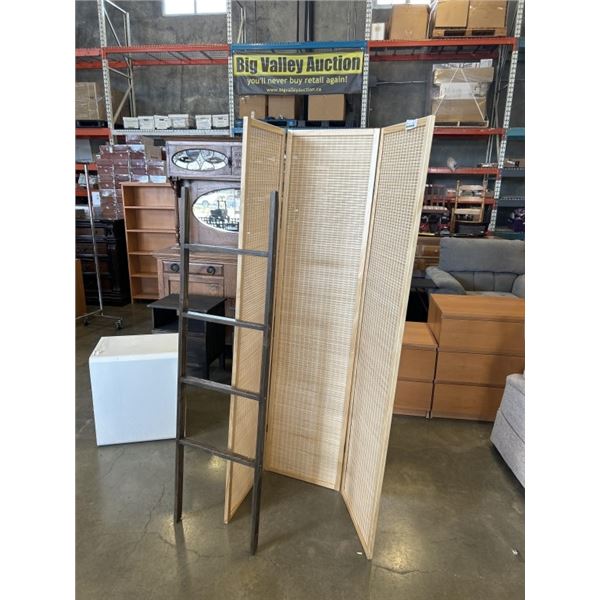 ROOM DIVIDER 3 PANEL AND LADDER TOWEL RACK