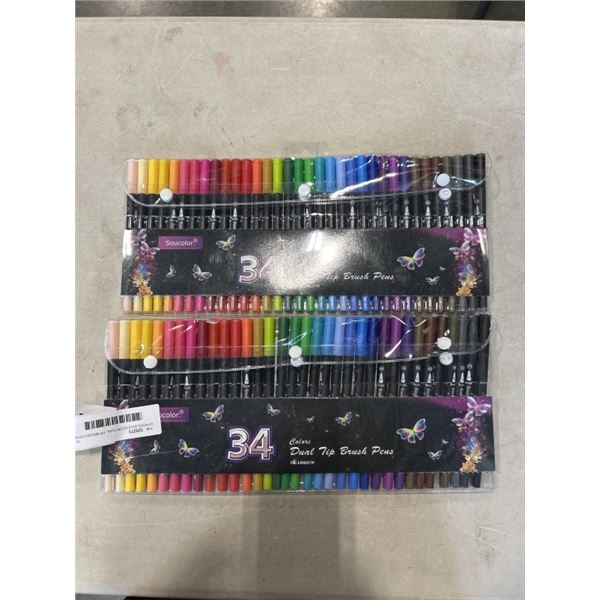 2 PACKS SOUCOLOR DUAL TIP BRUSH PENS