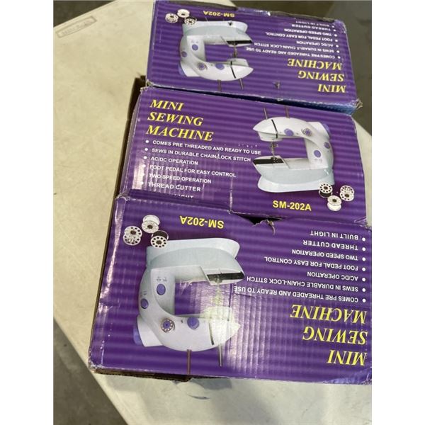3 MINI SEWMING MACHINES. MODEL SM-202A