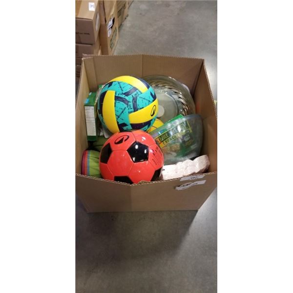 ASSORTED NEW ITMES INLCUDING PARTY SUPPLIES, SPORTS BALLS ETC