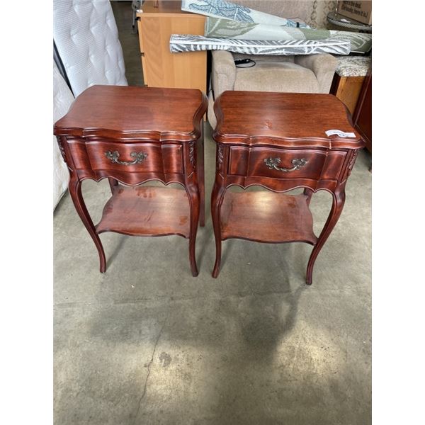 PAIR OF MAHOGANY FRENCH PROVINCIAL ENDTABLES