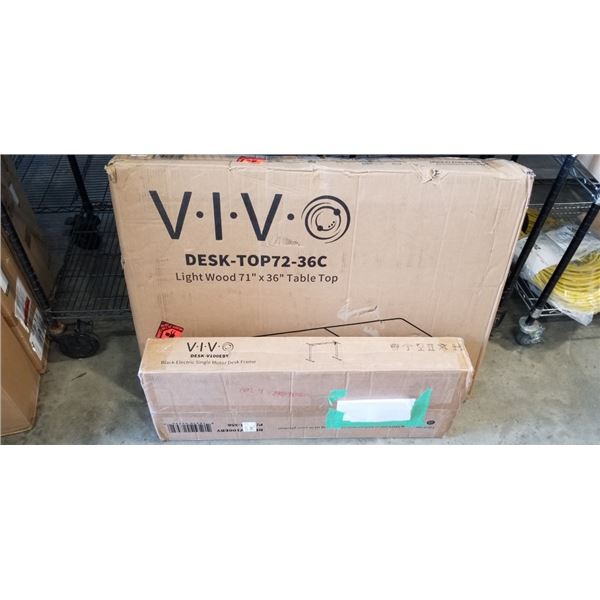VIVO LIGHTWOOD 71" X 36" TABLE TOP AND VIVO BLACK ELECTRIC SINGLE MOTOR DESK FRAME