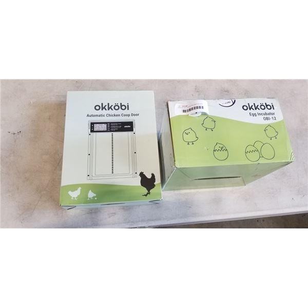 OKKOBI OBI-12 EGG INCUBATOR AND OKKOBI AUTOMATIC CHICKEN COOP DOOR