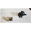 Image 1 : CAST IRON CAT WITH ENGLISH CLOCK AND SKULL ARTICULATING FINGER RING