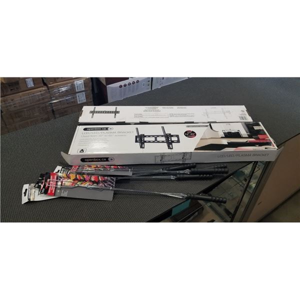 2 TV MOUNTS AND NEW BBQ FORKS