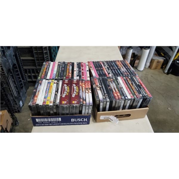 2 TRAYS OF DVDS