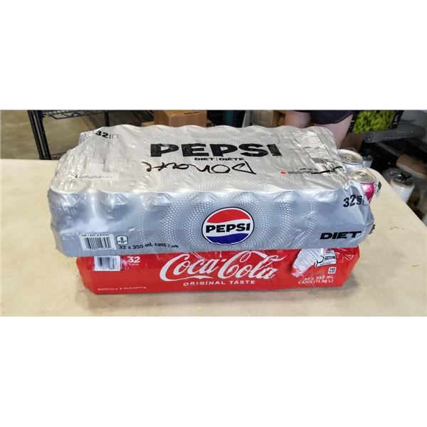 32 PACKS OF DIET PEPSI AND COCA COLA ORIGINAL, SOME MAY BE MISSING