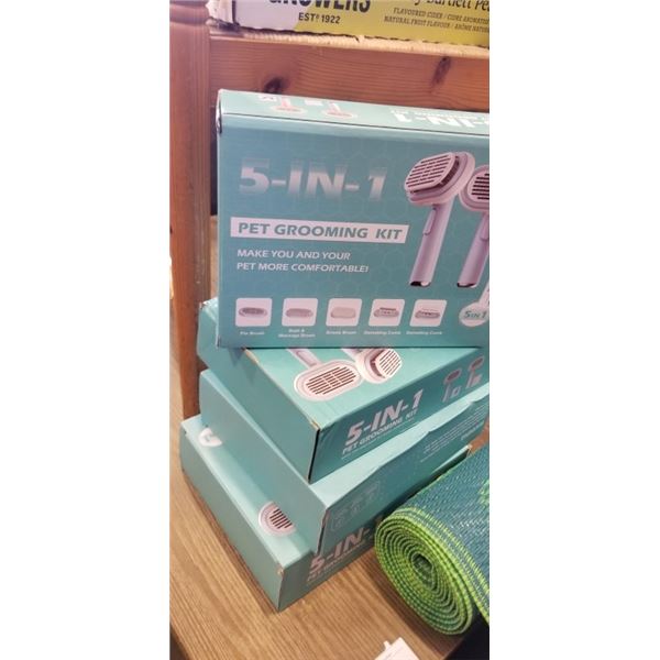 4 NEW 5-IN-1 PET GROOMING KITS