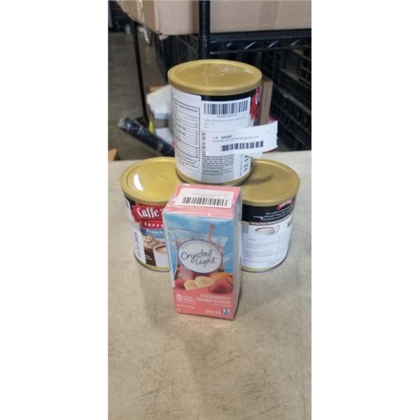 4 CAFFE D'VITA PREMIUM INSTANT CAPPUCCINO FRENCH VANILLA. EXP 12-11-2026, AND CRYSTAL LIGHT PITCHER 