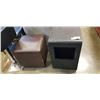 Image 1 : LEATHER OTTOMAN AND BLACK SIDE TABLE