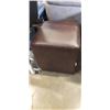 Image 3 : LEATHER OTTOMAN AND BLACK SIDE TABLE
